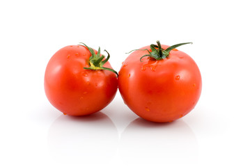 Pair of ripe red tomatoes