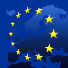 Europe Map With EU Stars
