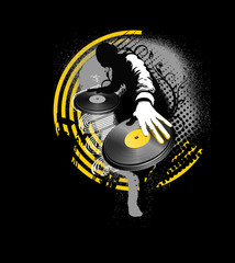 Obraz premium dj mix - yellow and black