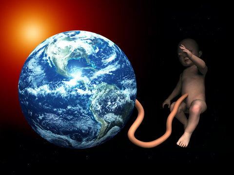 Baby Umbilical Cord Attached To Mother Earth 45