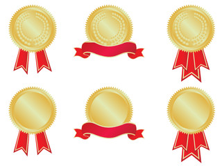 Gold rosettes and banners - obrazy, fototapety, plakaty