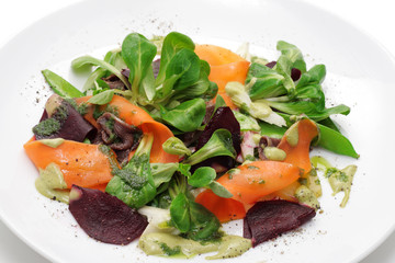 Vegetables and roe meals salad