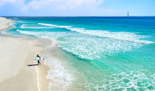 Surfer at Seashore