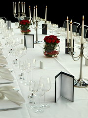 elegante festtafel, bankett tisch mit kerzenhalter