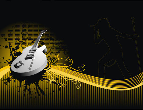 Illustration on a musical theme with guitar