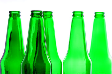 Green Bottles isolated on a white background