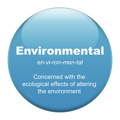 Environmental glass button isolated over white background