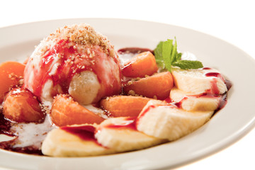 juicy fruits with icecream