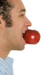 Man Biting Red Apple - 8229596