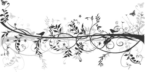 Floral design with birds