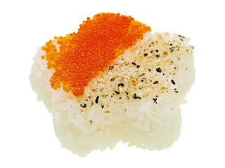 sushi in neuer art und stil,nigiri mit lachskaviar und sesam