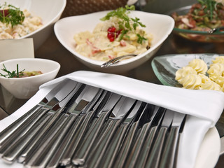 vorspeise büffet, rheinische kartoffelsalat,nudelsalat