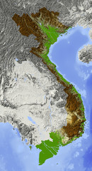 Shaded relief map of Vietnam