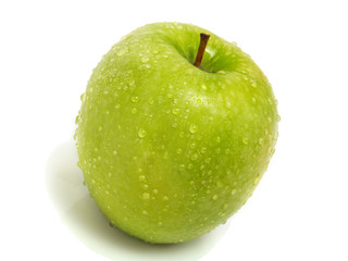 Isolated single fresh green apple