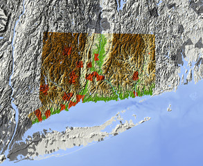 Shaded Relief Map of Connecticut