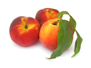 Nectarines with leaves 