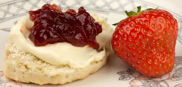 Devonshire Cream Tea Scone And Strawberry