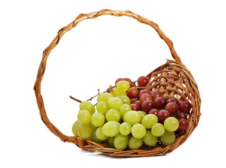 red and green grape in basket