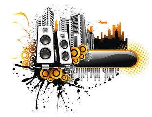 vector city music illustration