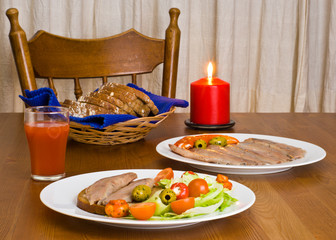 Served table with candle