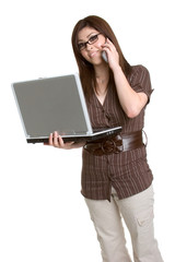 Laptop Woman With Phone