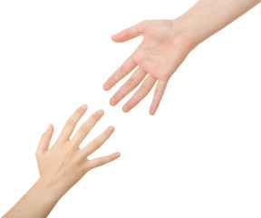 Reaching hands. Concept for rescue, friendship, guidance...