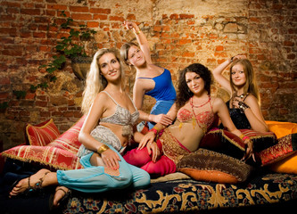 Group of beautiful women in harem