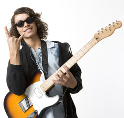 Obraz premium Boy with guitar gestures