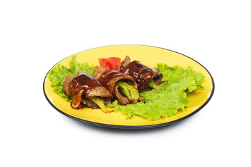 Beef rolls isolated on the white background