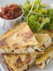 Quesadillas with Chicken, Cheese and Tomato Salsa