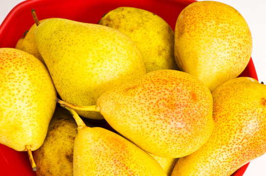 Healthy eating concept - close up of pears