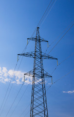 Electrical tower on blue sky