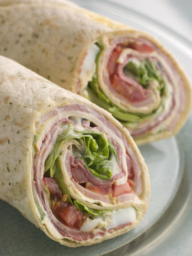 Deli Tortilla Wrap Cut In Half