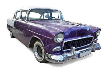 Voiture de collection isol&eacute;e a la plume ( avec trac&eacute; )