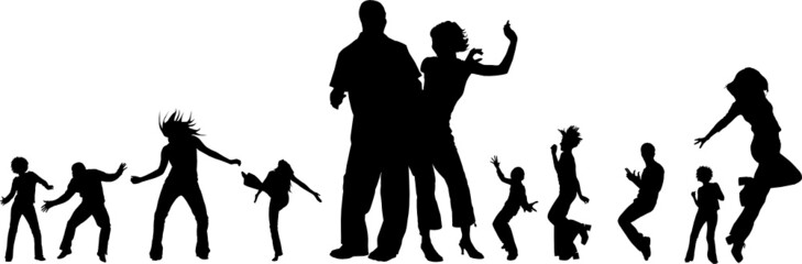 silhouettes de jeunes gens dansant - 8274310