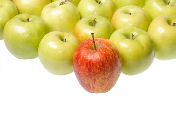 green apples and single red apple