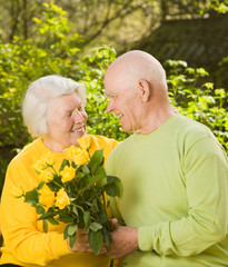 Happy senior couple in love outdoors