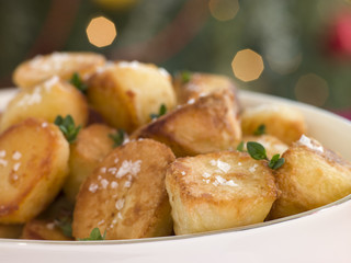 Dish of Roast Potatoes with Sea Salt
