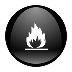 flames black aqua button