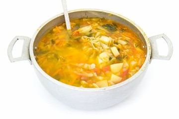 Dutch oven with soup