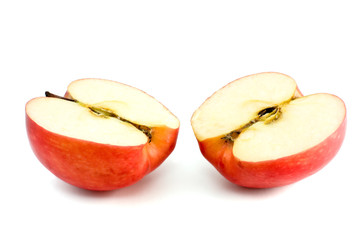 Two red apple halves
