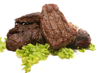 roasted meat over white