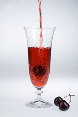 Glass,Juice And Cherries