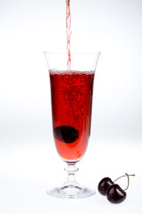 Glass,Juice And Cherries