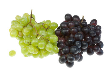 Green and blue grapes.
