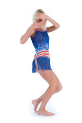 Girl in  dress from the American flag