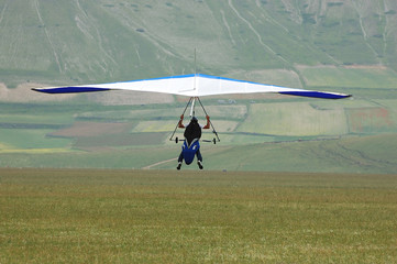 Deltaplano in atterraggio