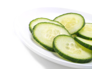 Sliced raw cucumber