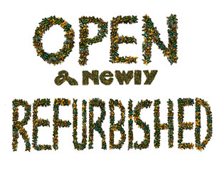 Butterfly Open & Newly Refurbished sign