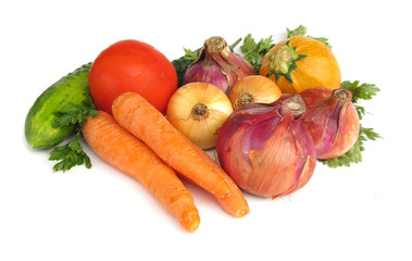 Vegetables carrot tomato onion cucumber pumpkin parsley